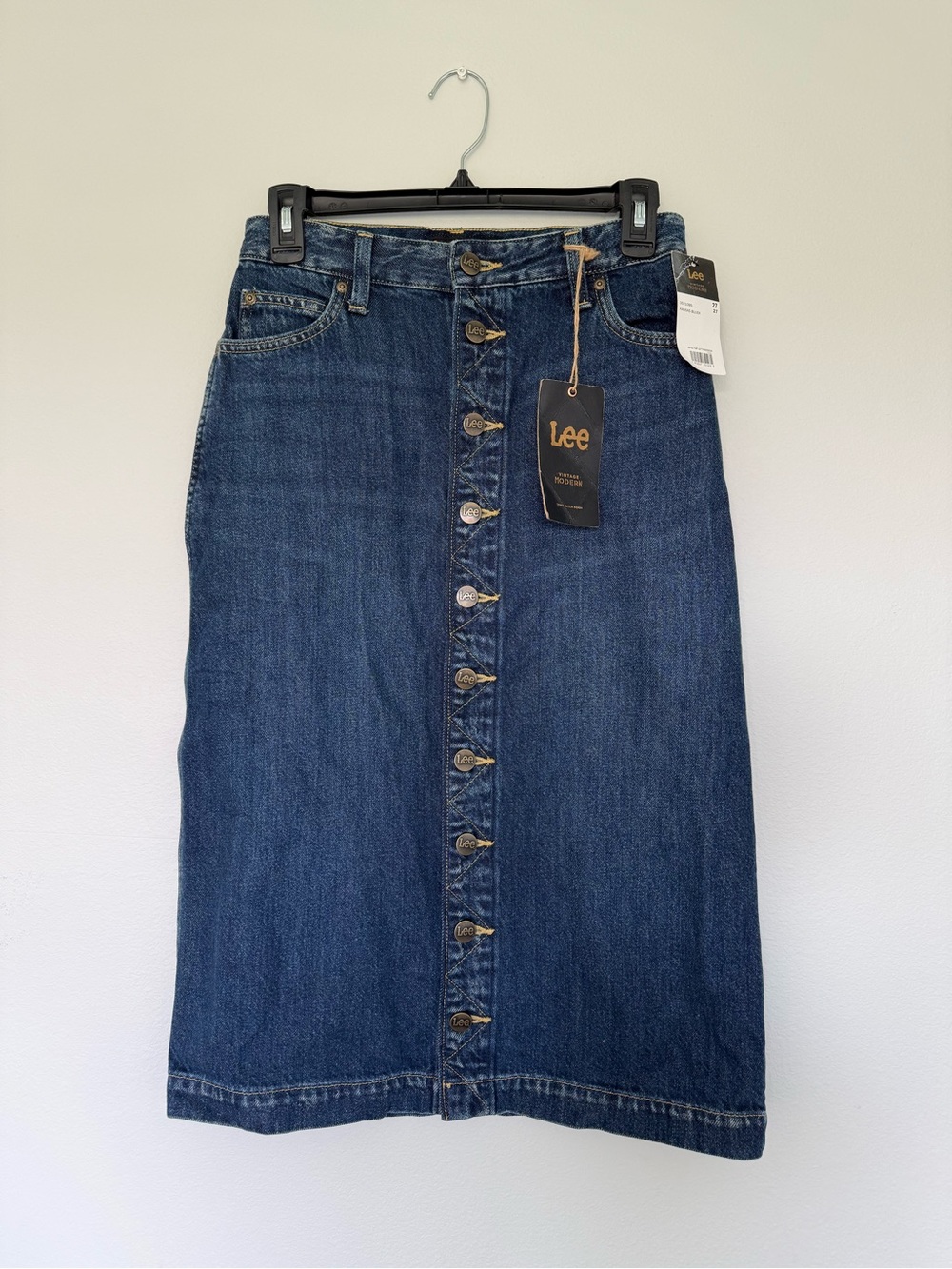 Lee Dark Blue Button-Front Denim Skirt